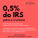 Aviso às entidades culturais do concelho - Entrega de 0,5% do IRS à Cultura
