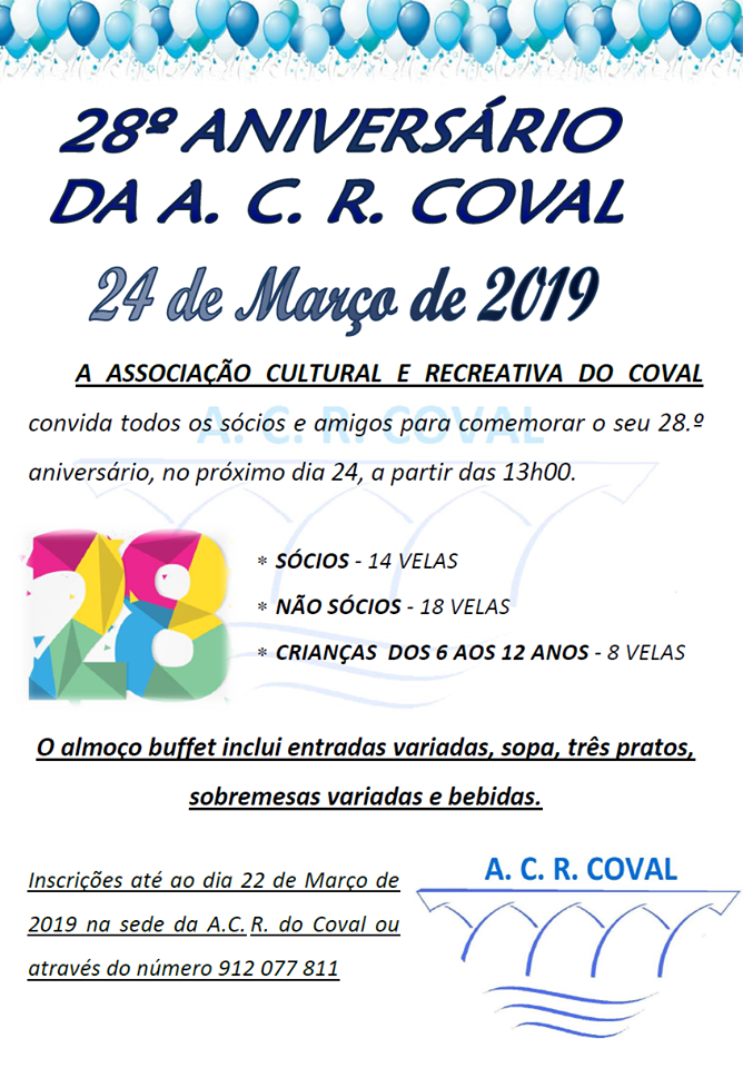 Cartaz - Aniversário da Associação Cultural e Recreativa do Coval