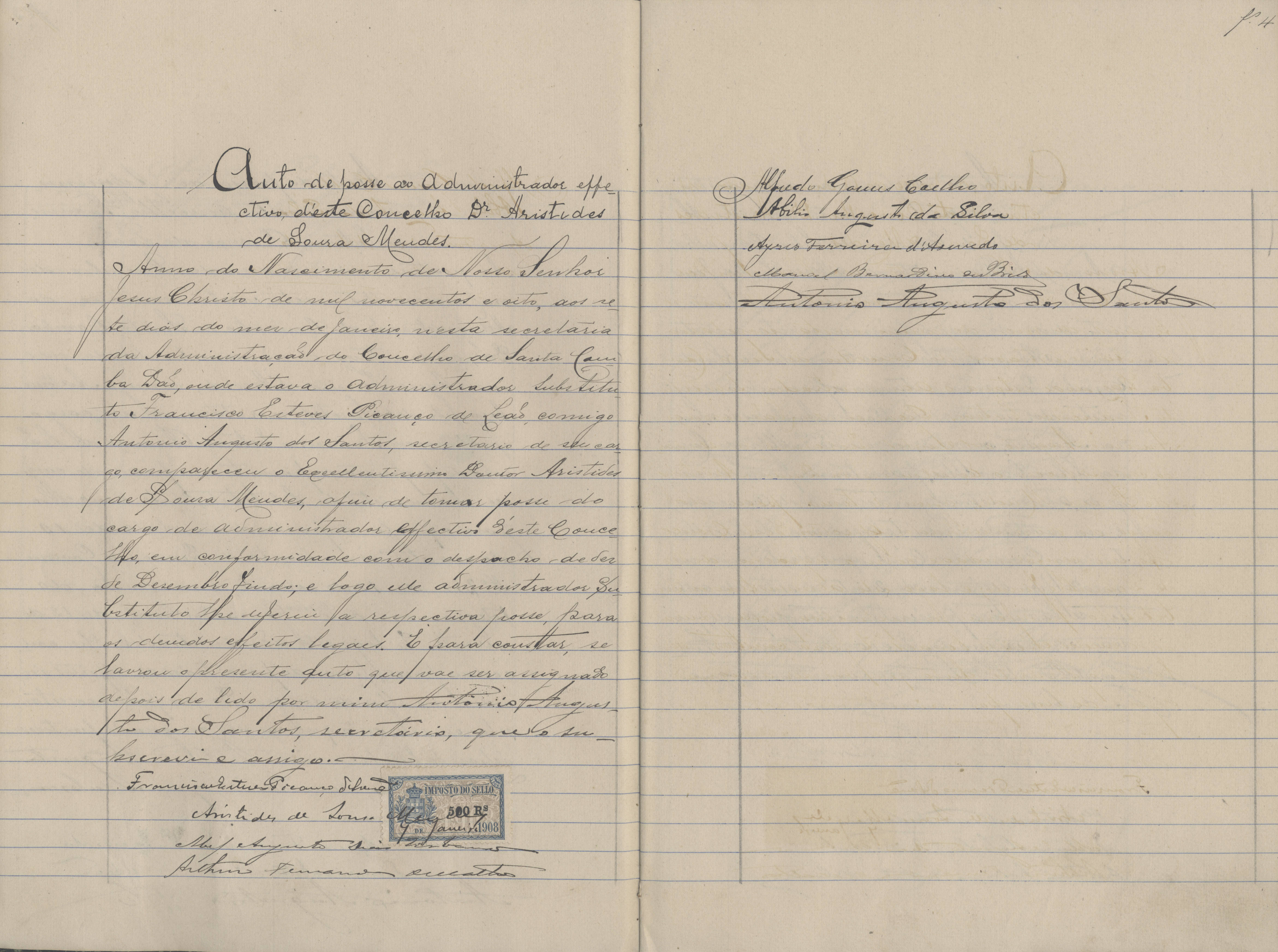 Auto de posse de Aristides de Sousa Mendes