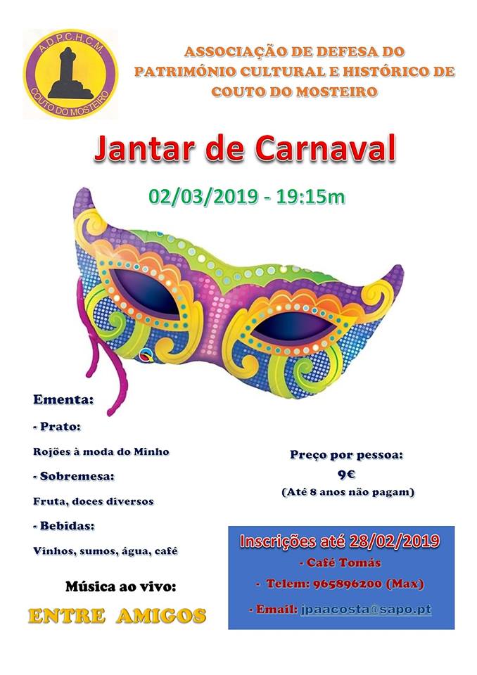 Cartaz - Jantar convívio da Associação de Defesa do Património Cultural e Histórico do Couto do Mosteiro